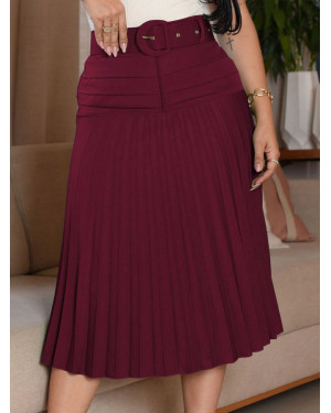 Saia Leve Evasê Midi Marsala | Moda Evangelica